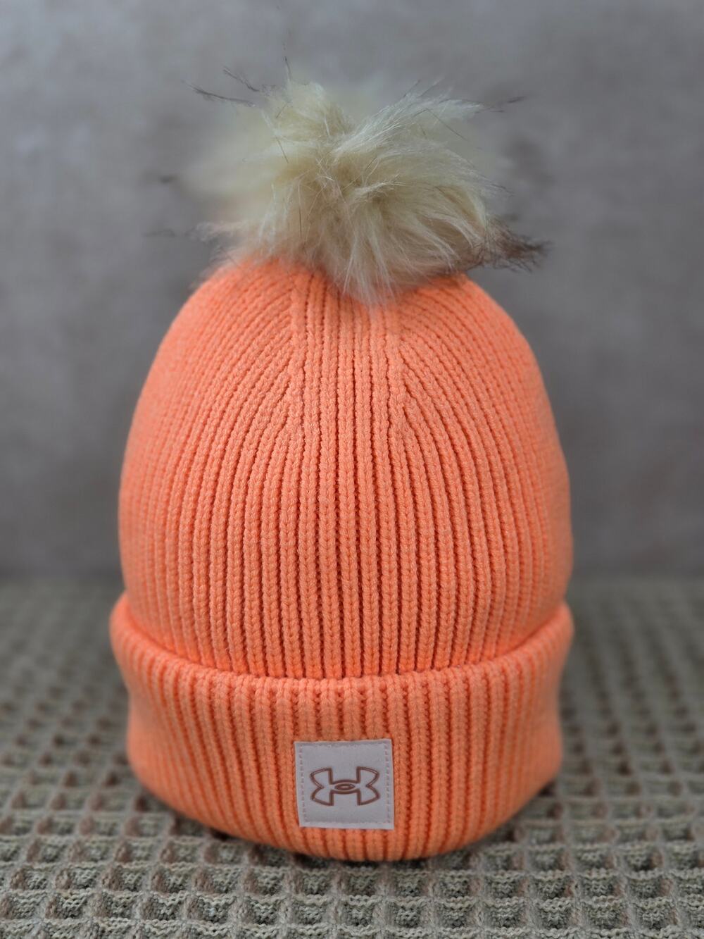 Under Armour Women’s OSFM Knit Pom Beanie HT900905 Orange – NWT